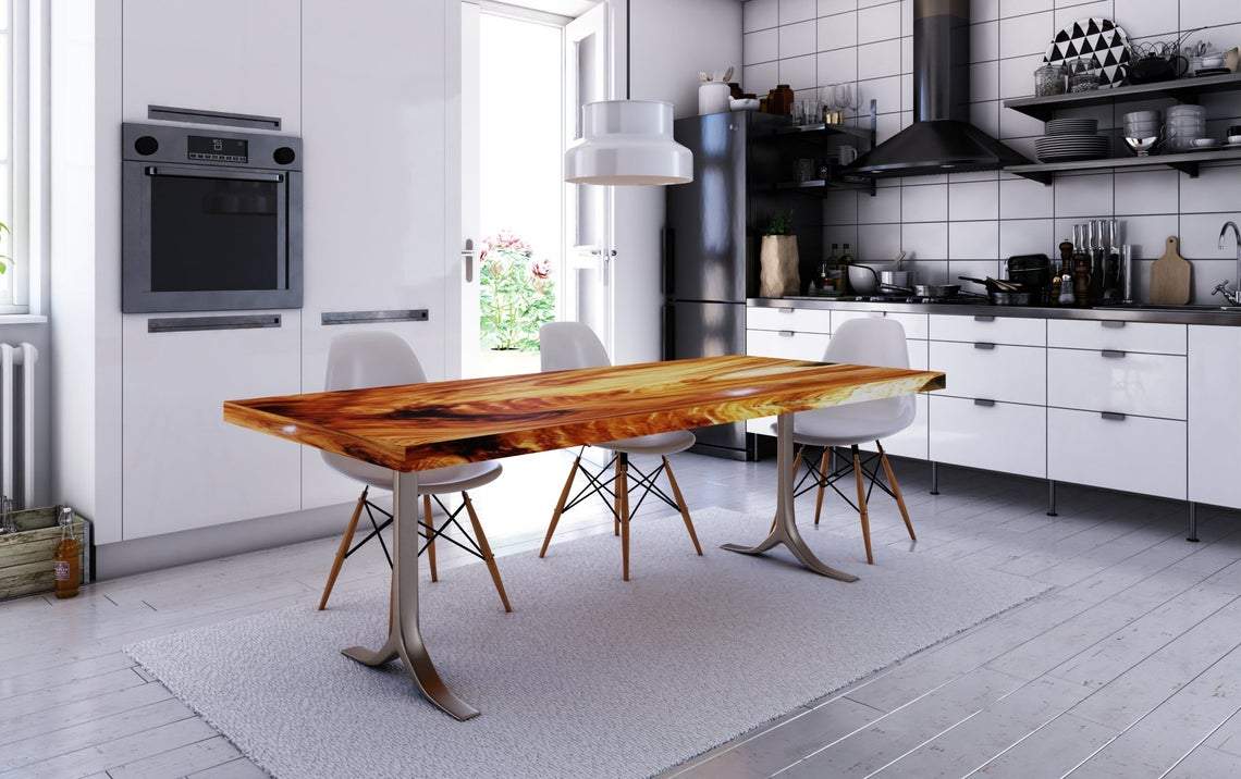 Stunning Finished Acacia Wood Live Edge Dining Table